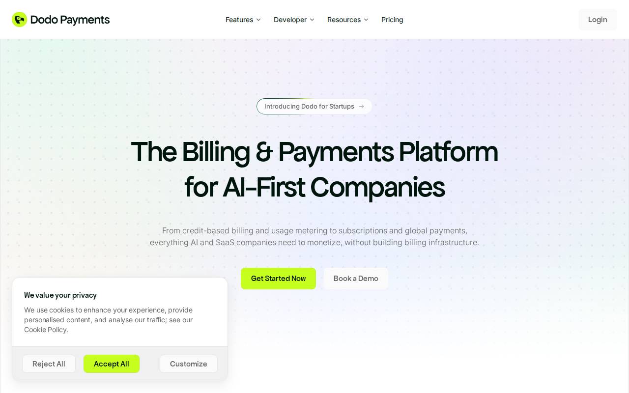 Screenshot of dodopayments.com