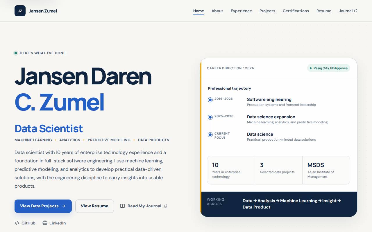 Screenshot of jdzumelprojects.com