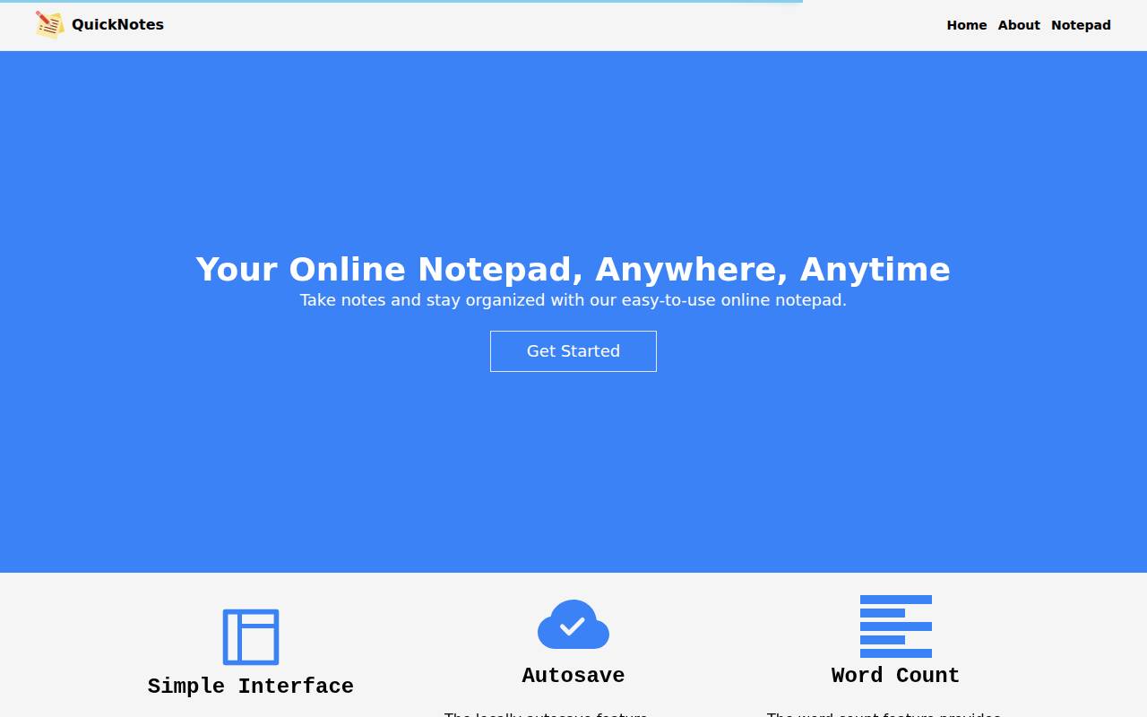 Screenshot of quick-notes-eta.vercel.app