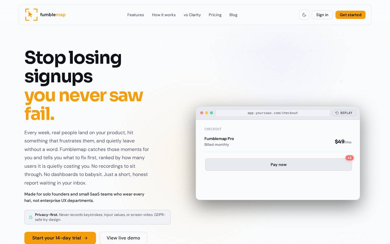 Screenshot of fumblemap.com