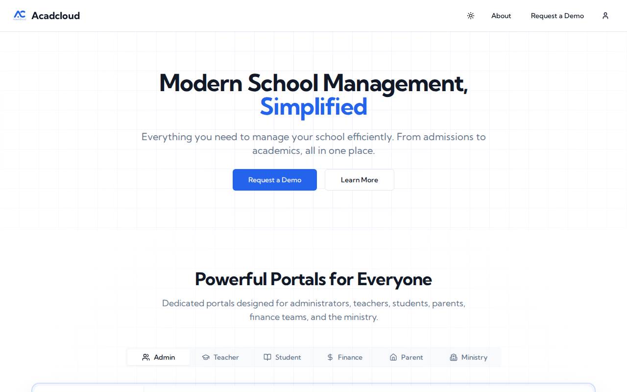 Screenshot of acadcloud.lovable.app