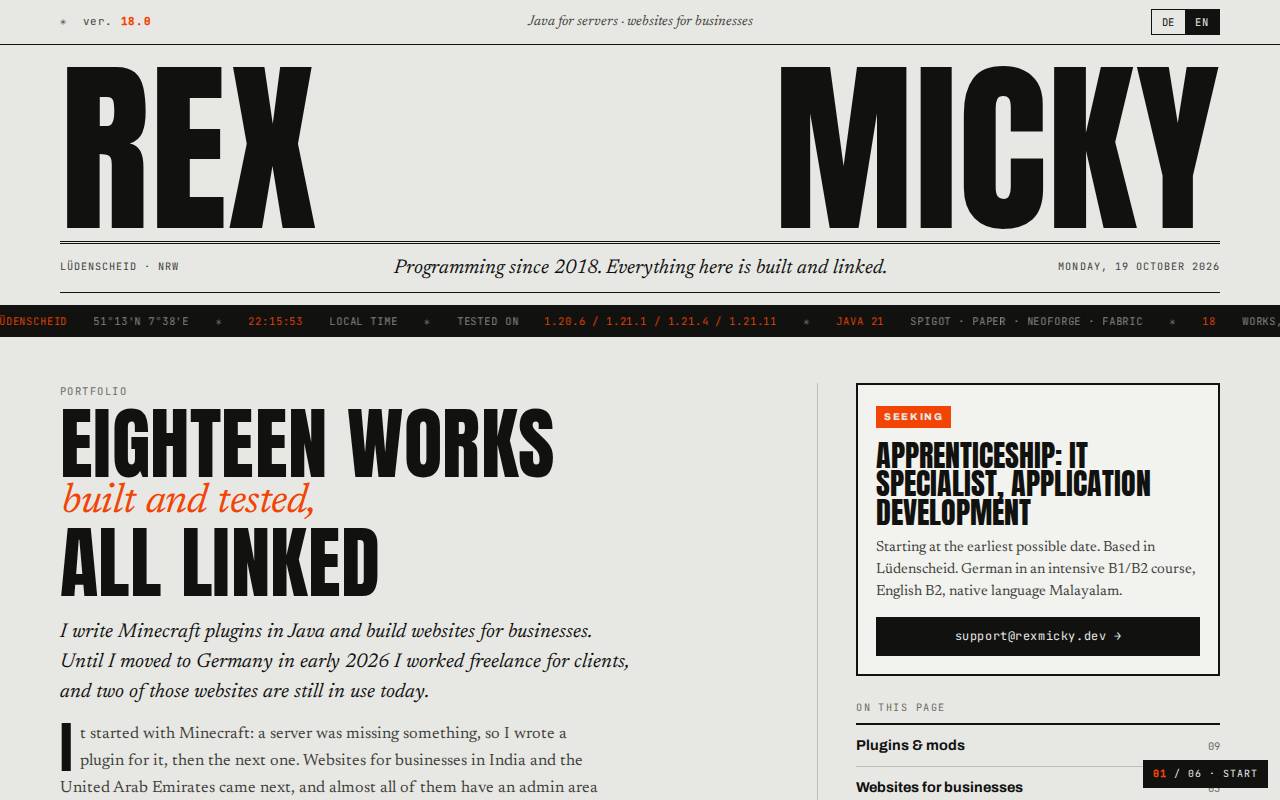 Screenshot of rexmicky.dev