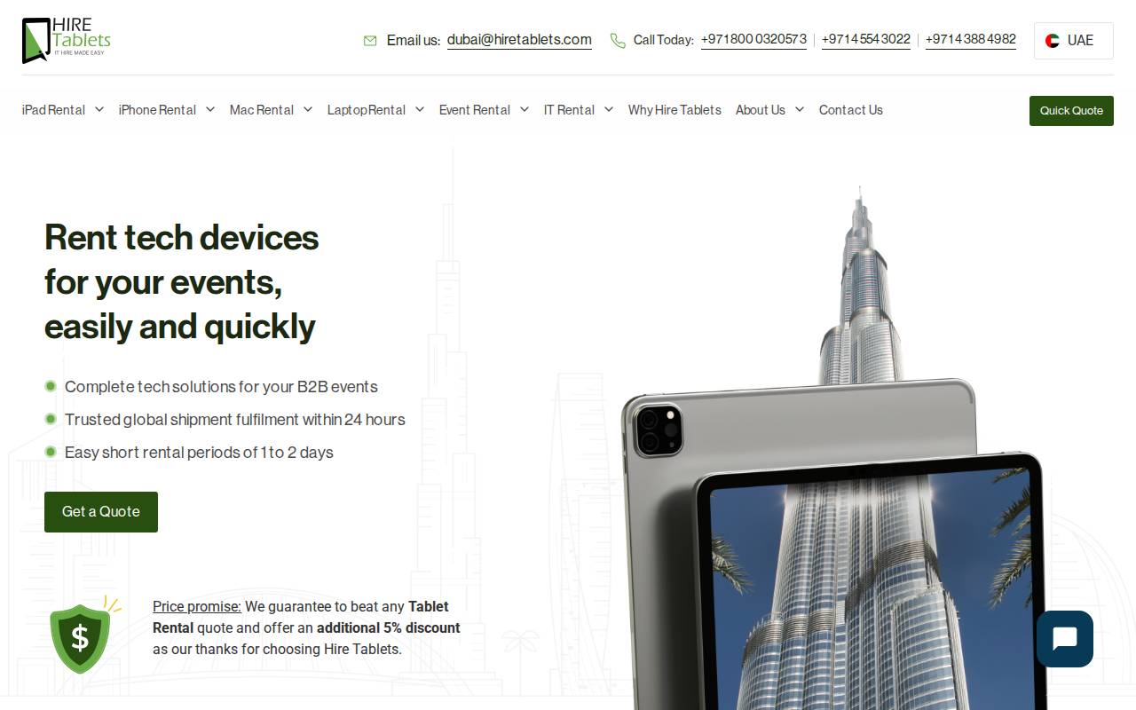 Screenshot of hiretablets.ae