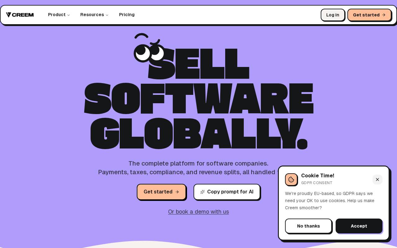 Screenshot of creem.io