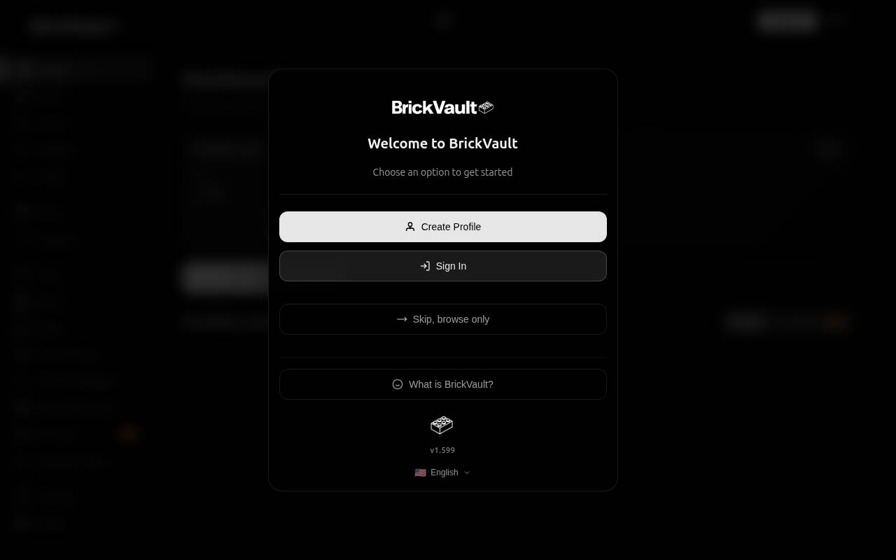 Screenshot of brickvault.app