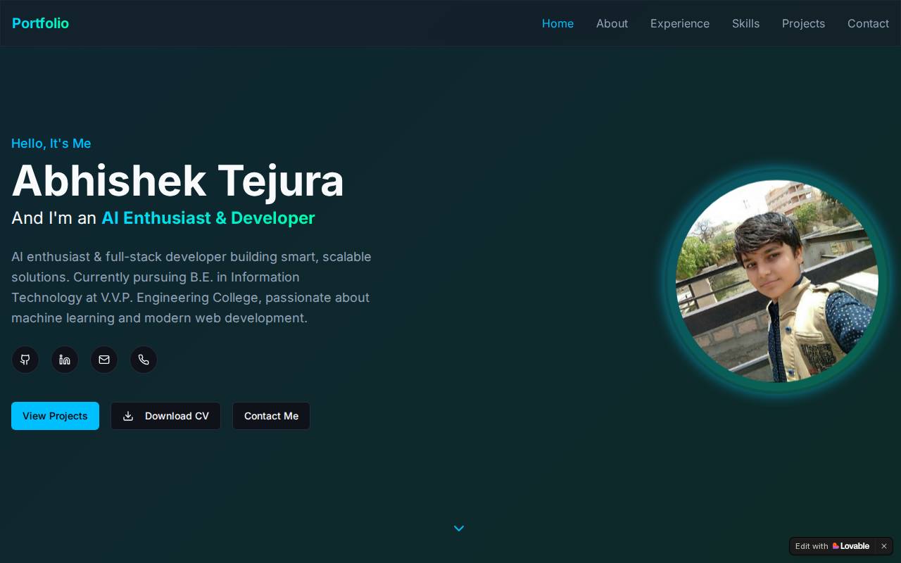 Screenshot of abhishektejura.lovable.app