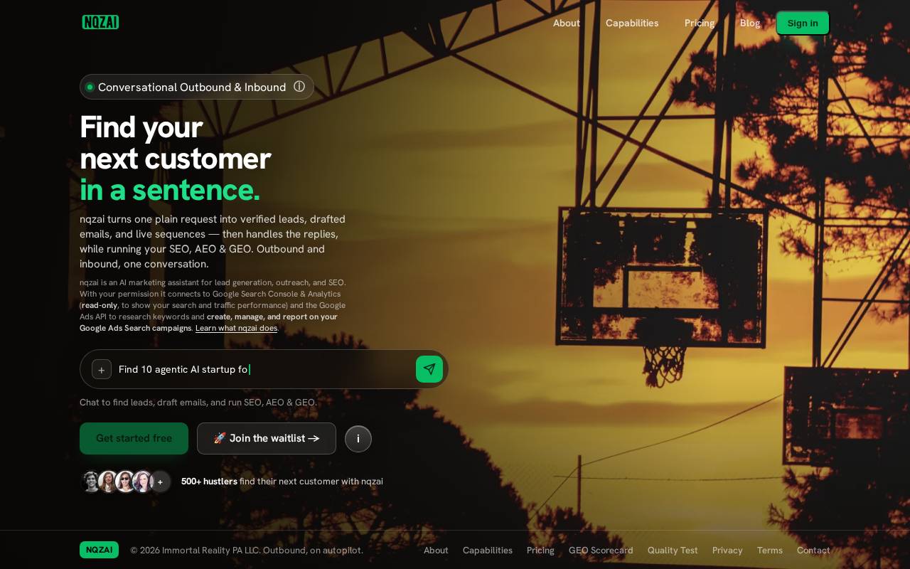 Screenshot of nqz.ai