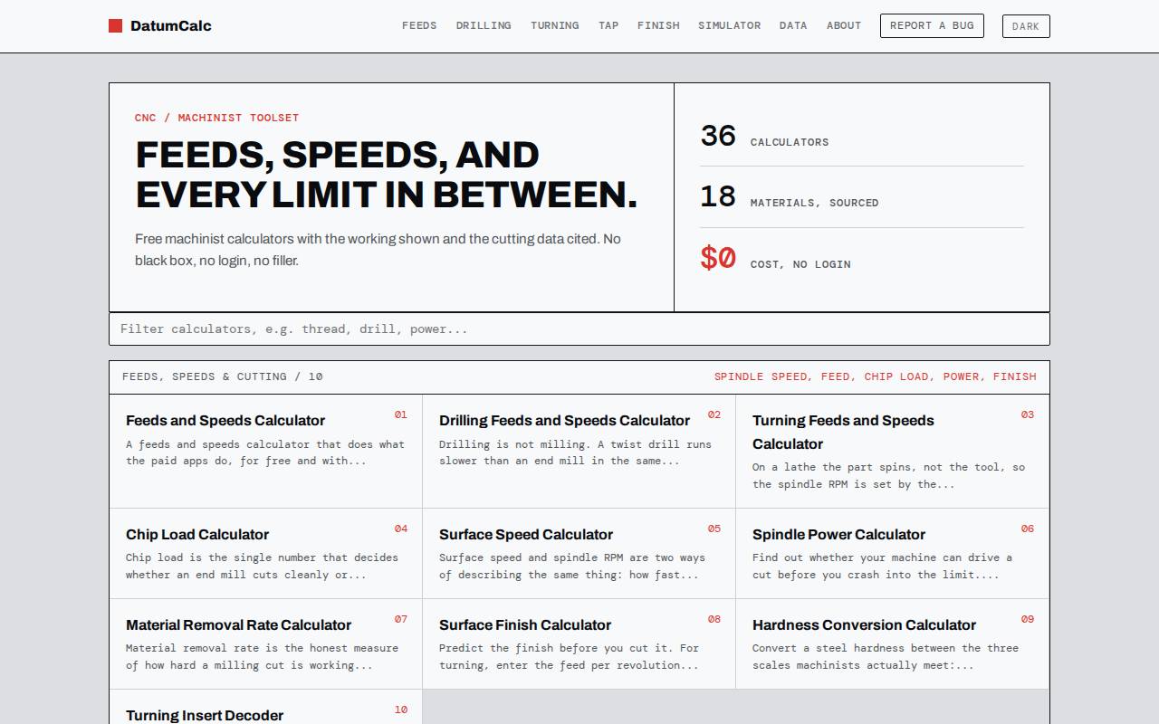 Screenshot of datumcalc.com