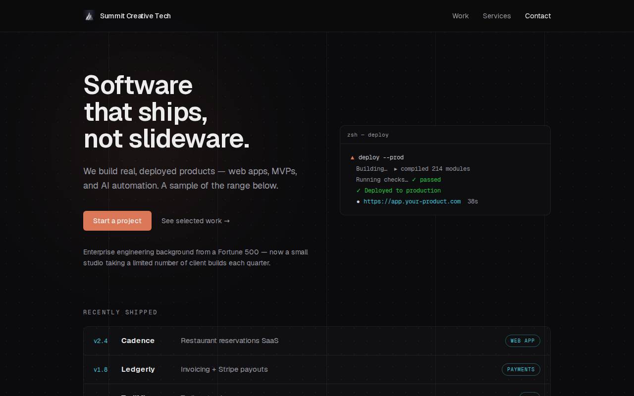 Screenshot of summitcreativetech.com