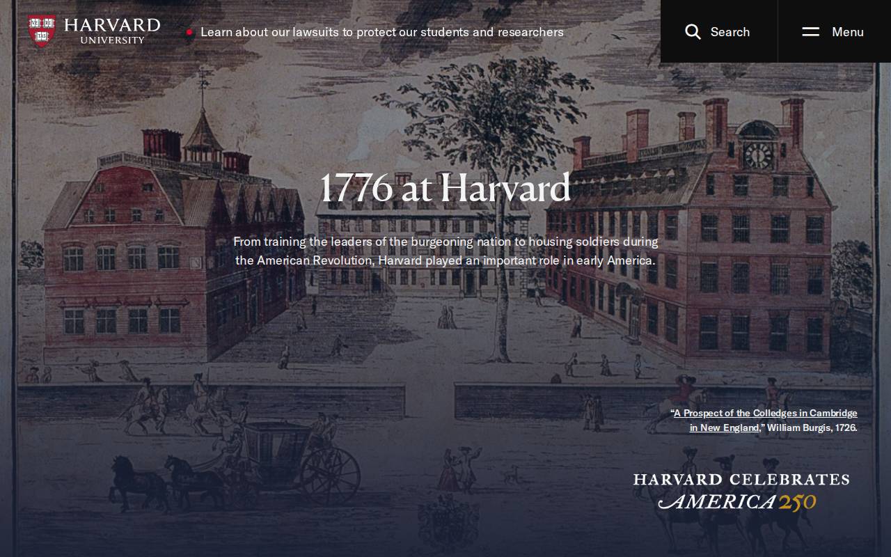 Screenshot of www.harvard.edu