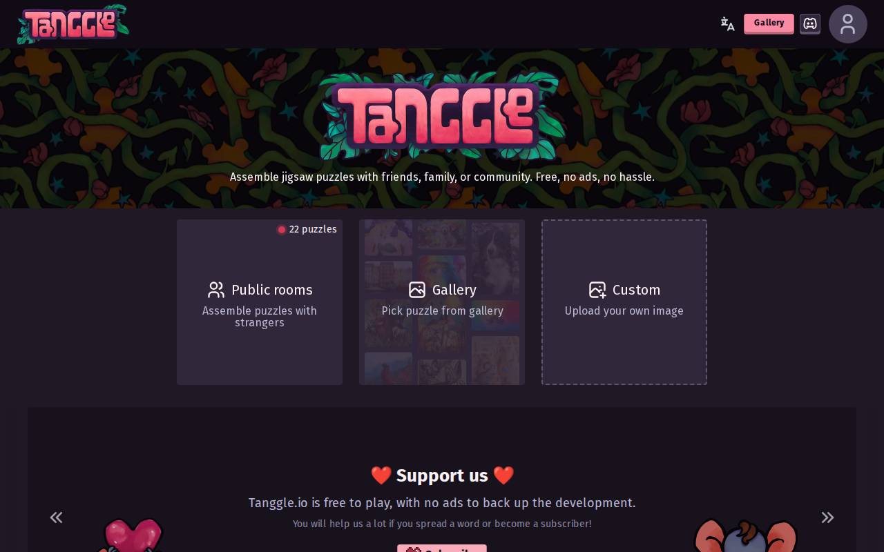 Screenshot of tanggle.io