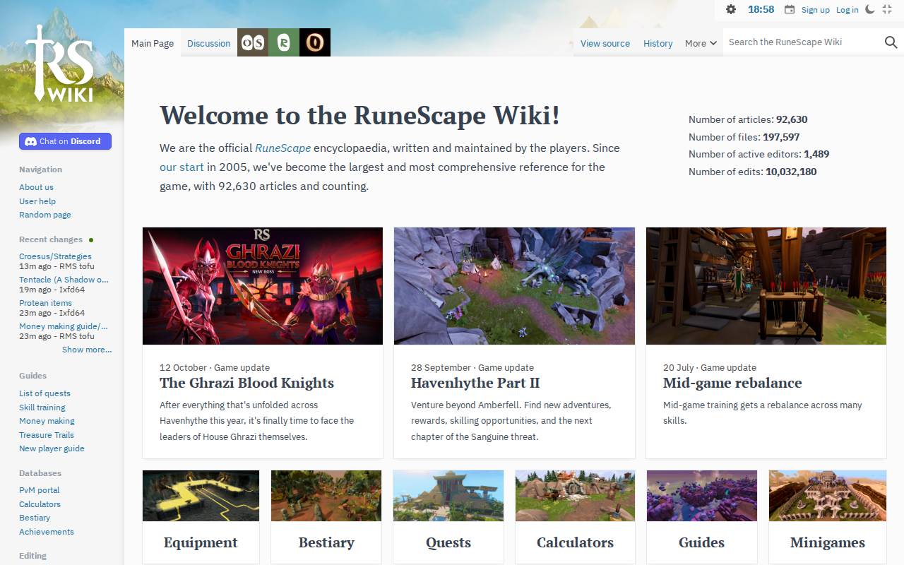 Screenshot of runescape.wiki