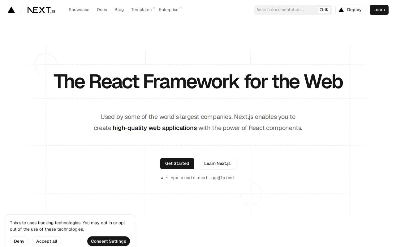Screenshot of nextjs.org