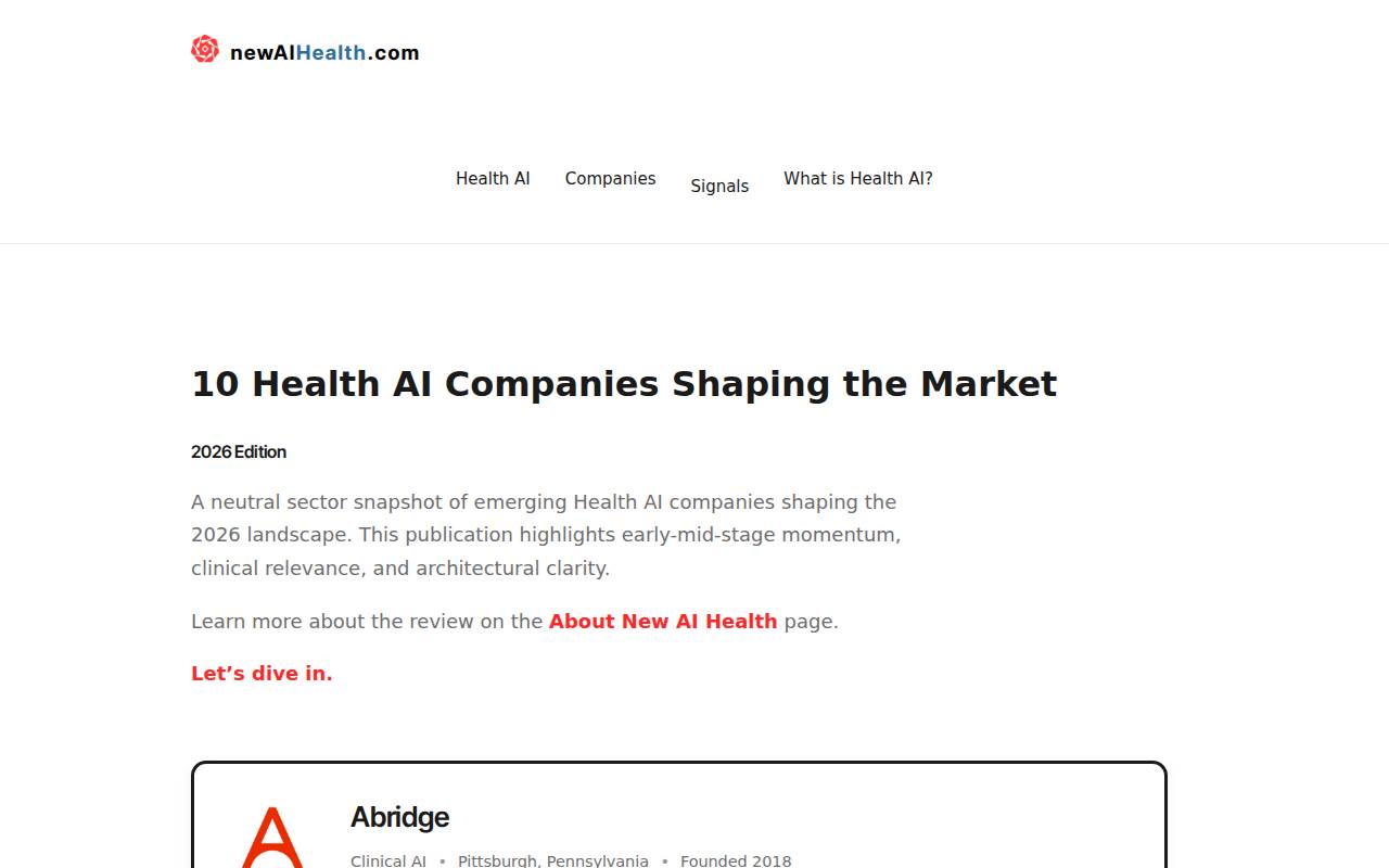 Screenshot of newaihealth.com