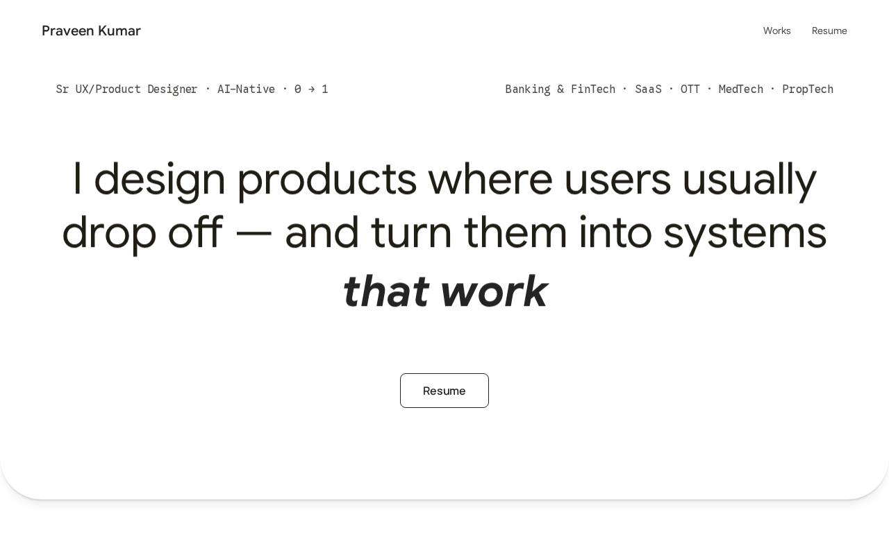Screenshot of praveeeen.framer.website