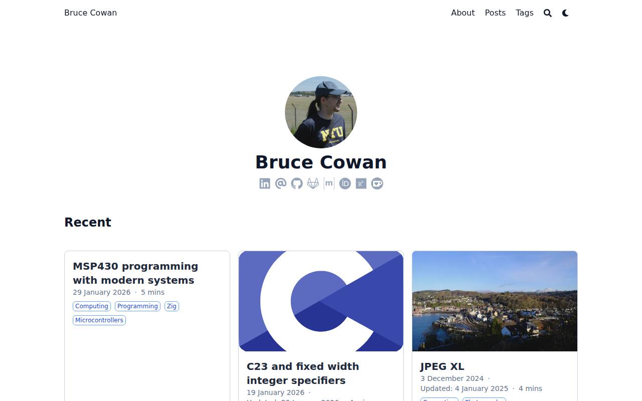 Screenshot of bcowan.me.uk