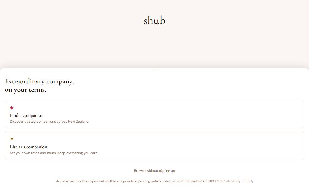 Screenshot of shub.nz