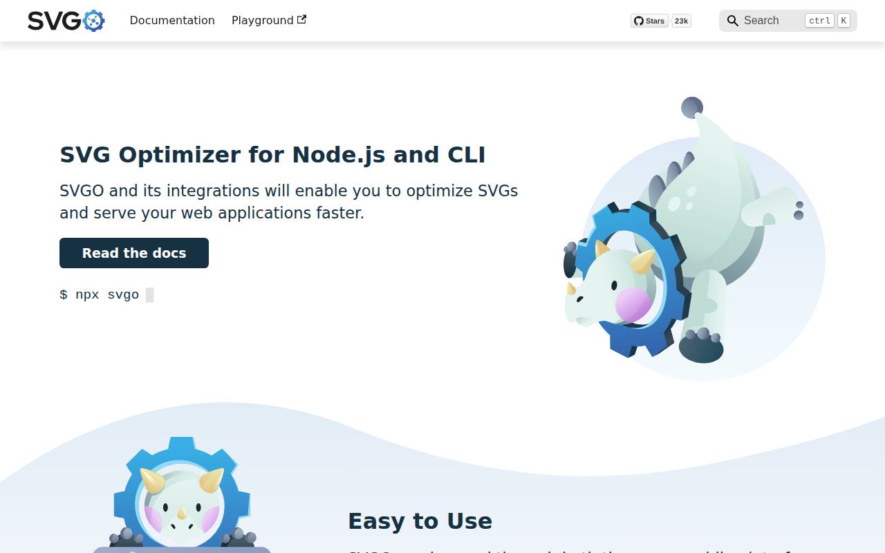 Screenshot of svgo.dev
