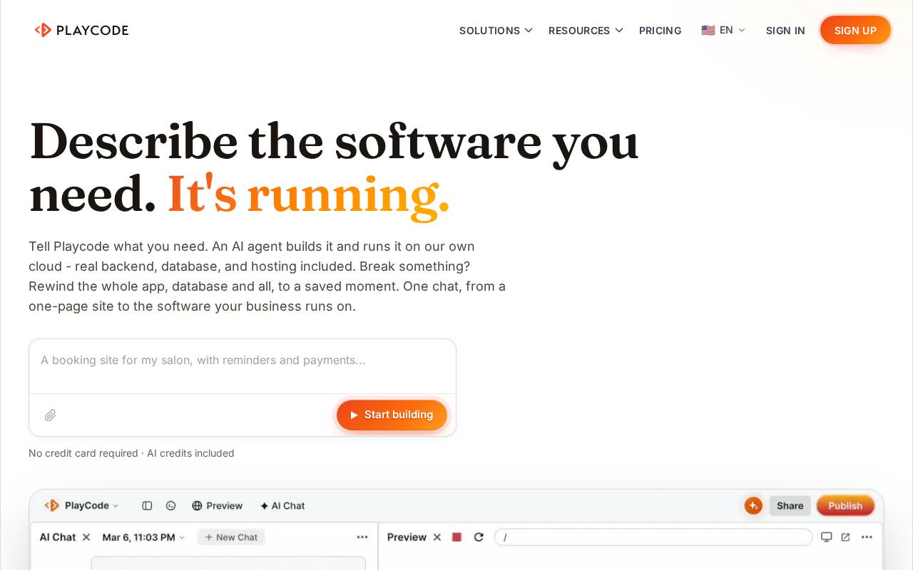 Screenshot of playcode.io