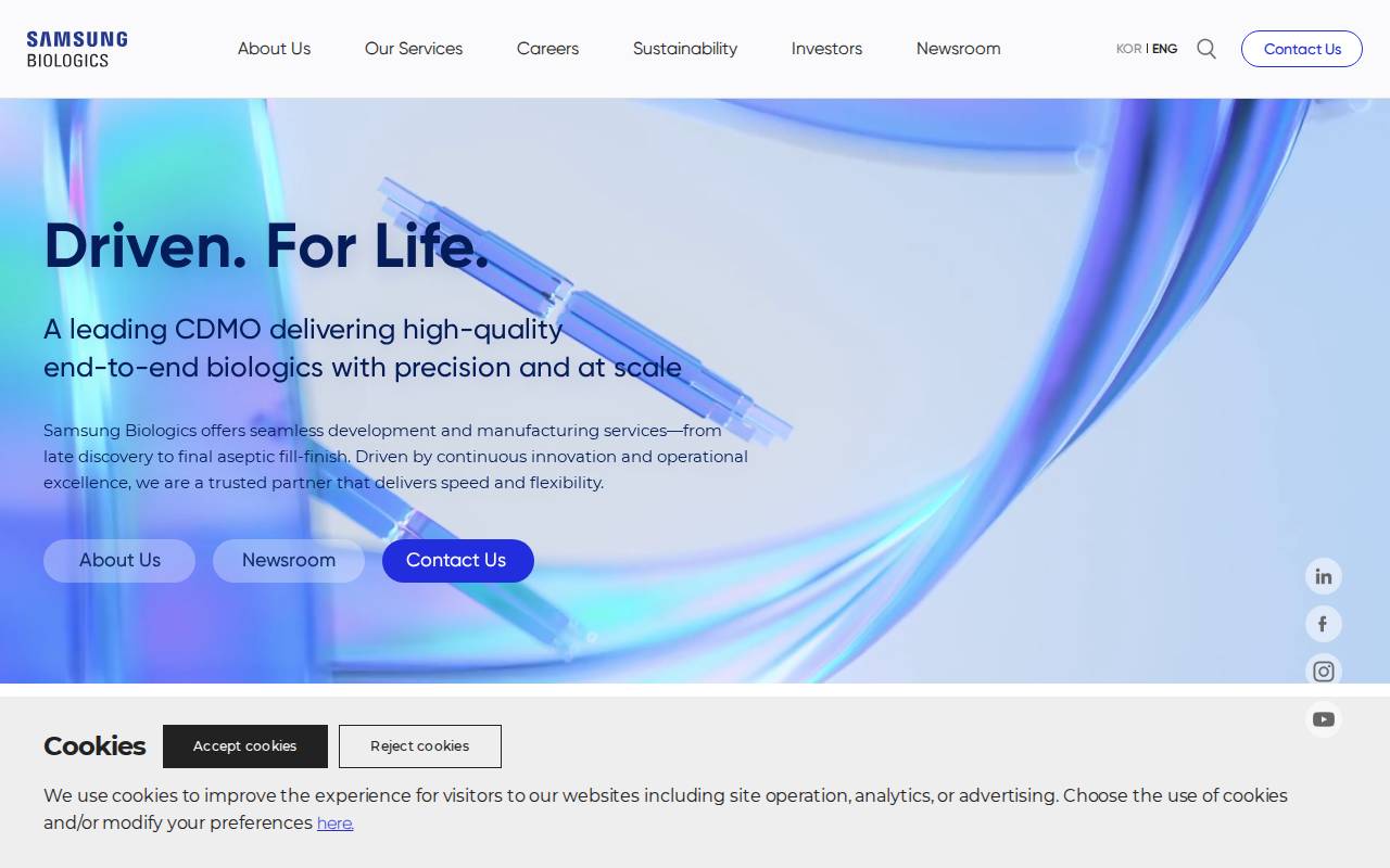 Screenshot of samsungbiologics.com