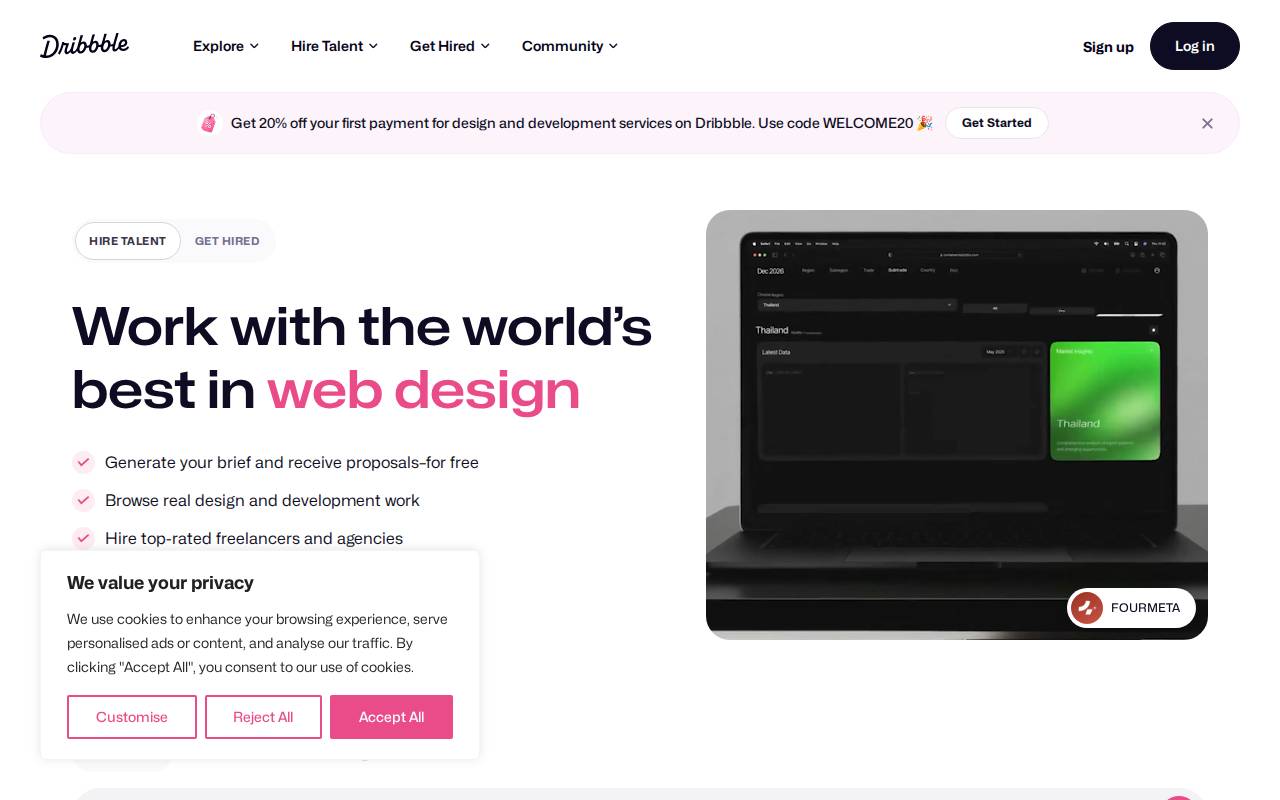Screenshot of dribbble.com
