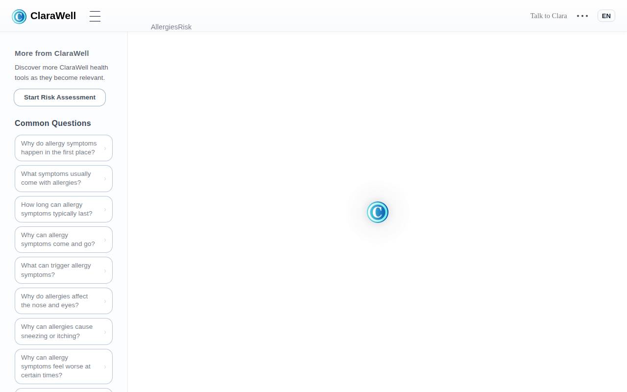 Screenshot of allergiesrisk.com
