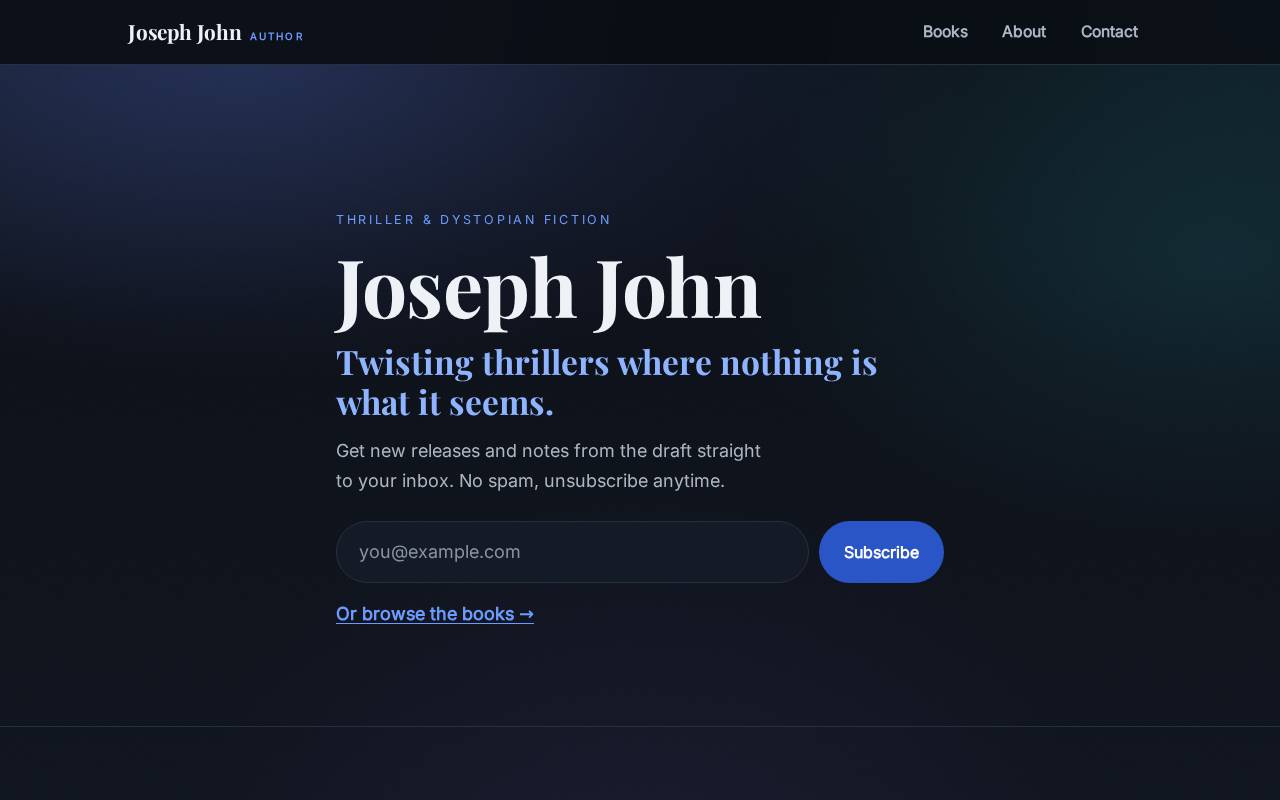 Screenshot of josephjohnfiction.com