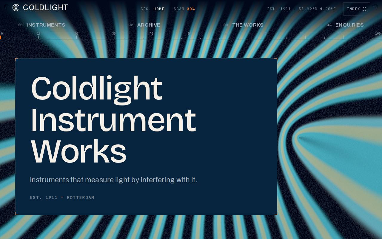 Screenshot of coldlight-instrument-works.vercel.app