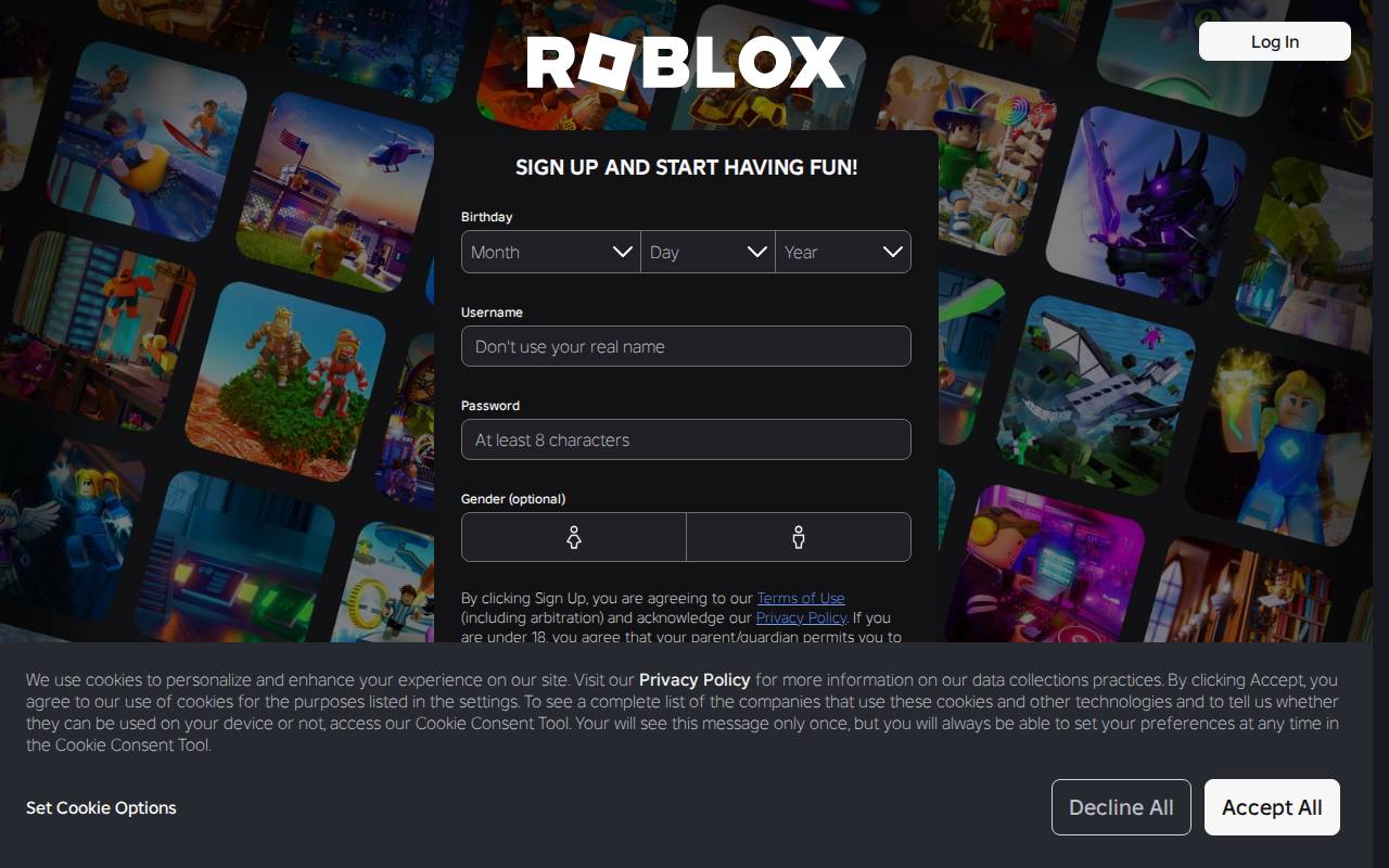 Screenshot of www.roblox.com