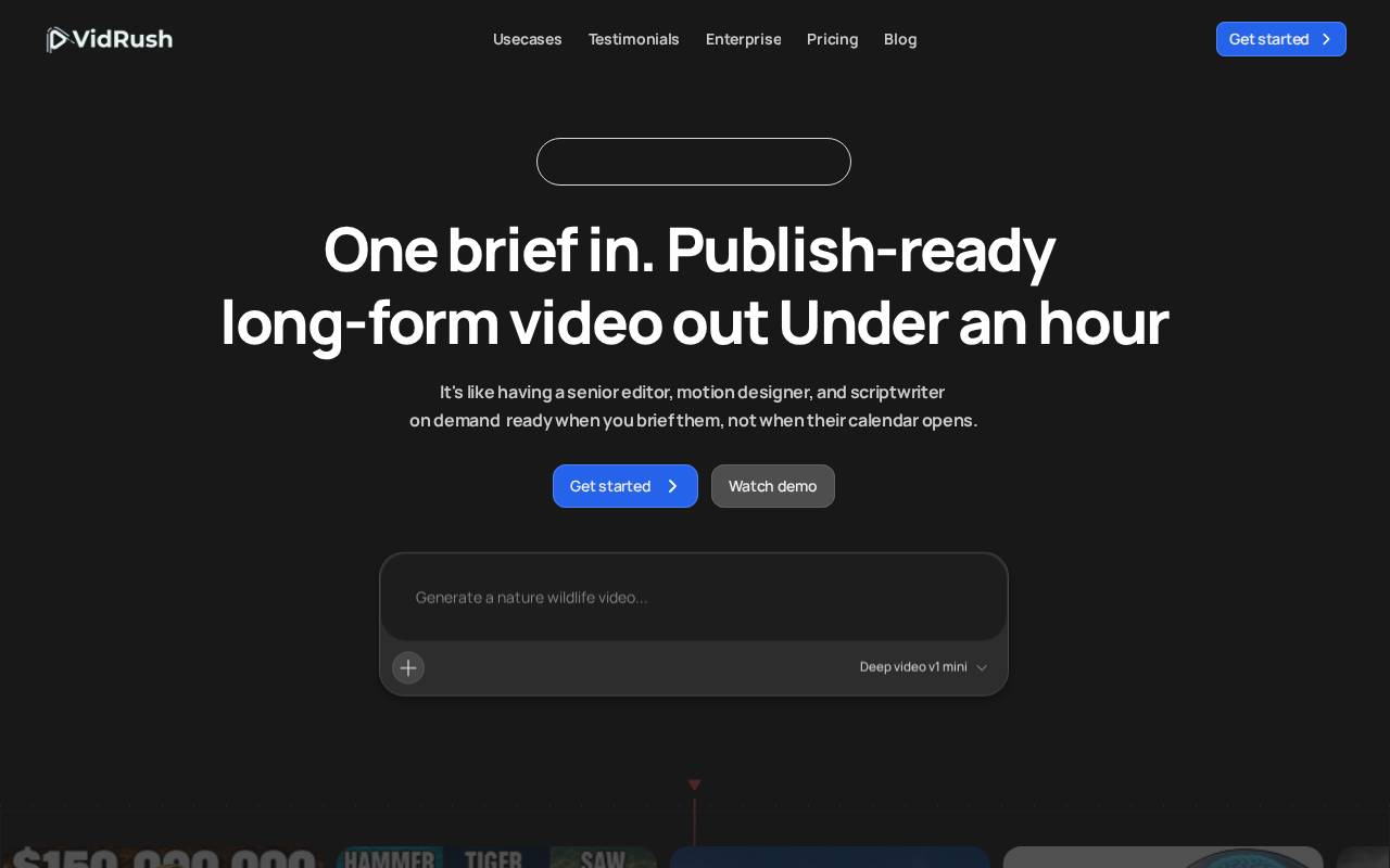 Screenshot of vidrush.ai