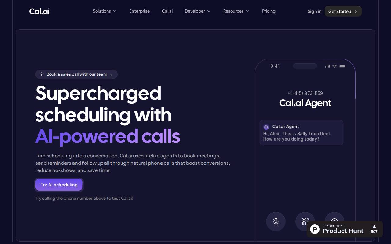 Screenshot of cal.ai