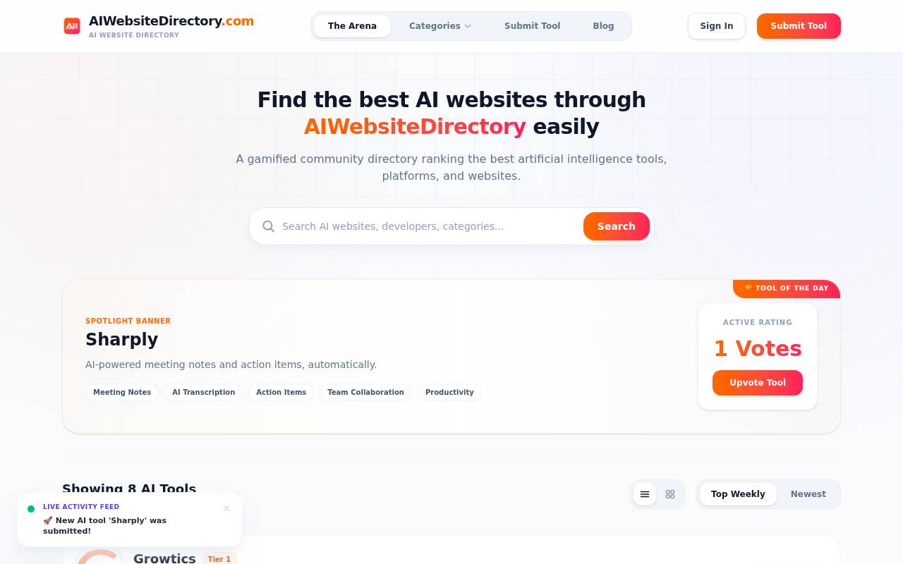 Screenshot of aiwebsitedirectory.com