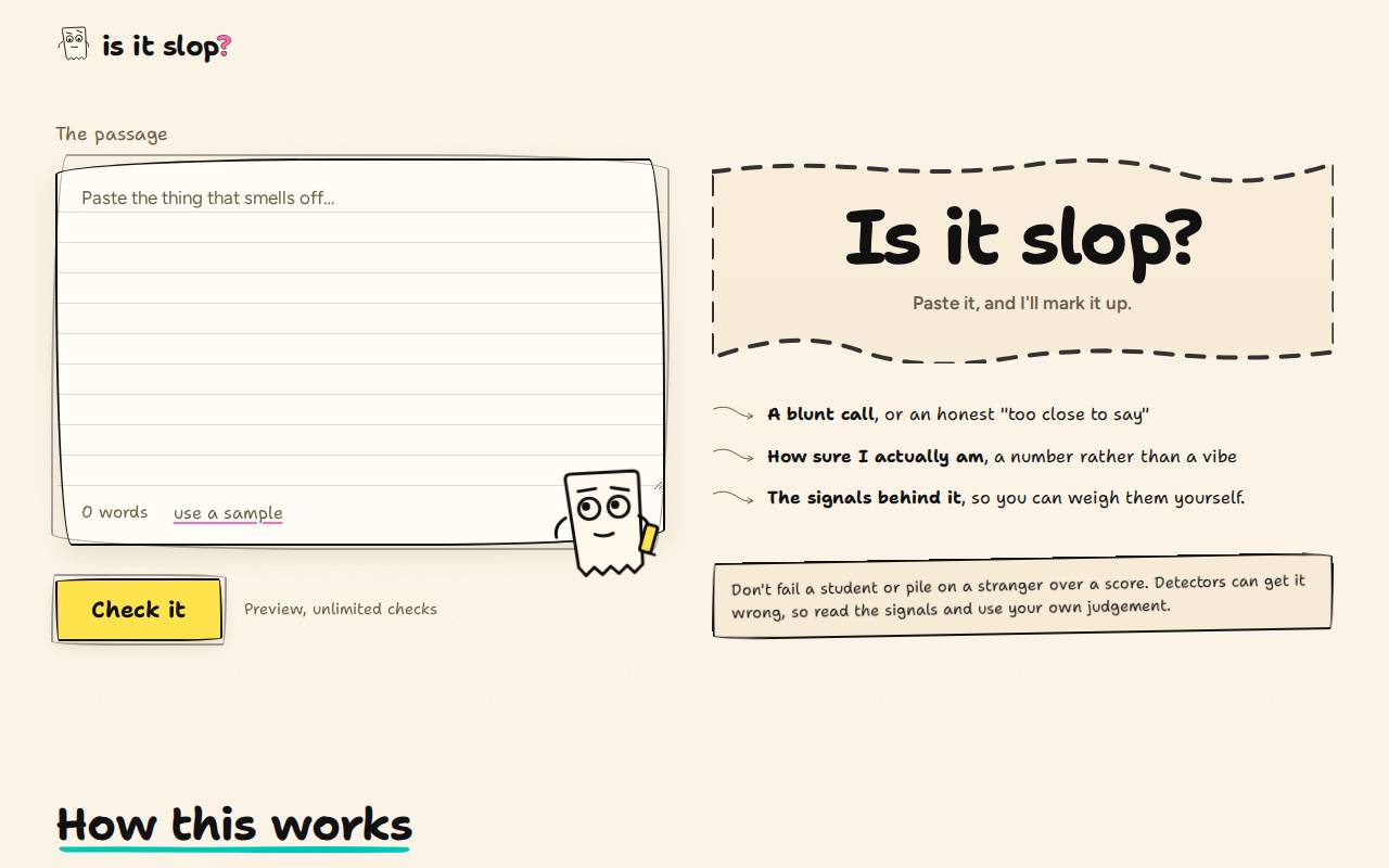 Screenshot of isitslop.io