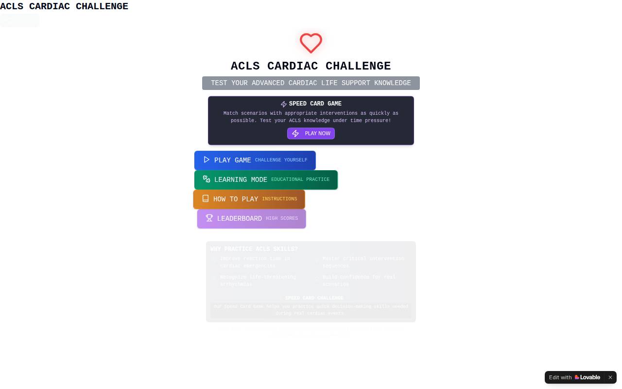 Screenshot of acls-speed-showdown.lovable.app