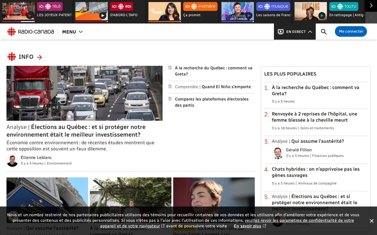 Screenshot of ici.radio-canada.ca