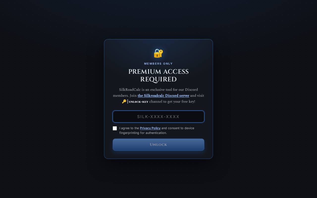 Screenshot of silkroadcalc.eu