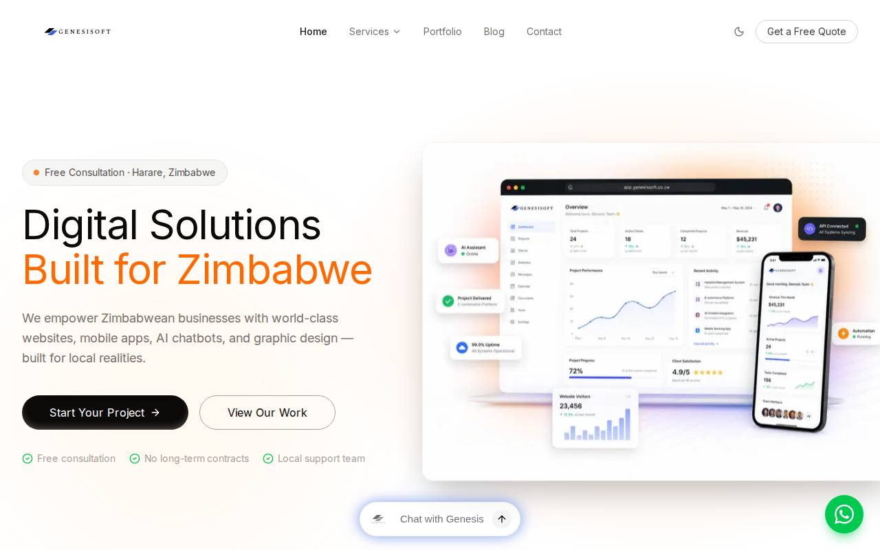 Screenshot of genesisoft.co.zw