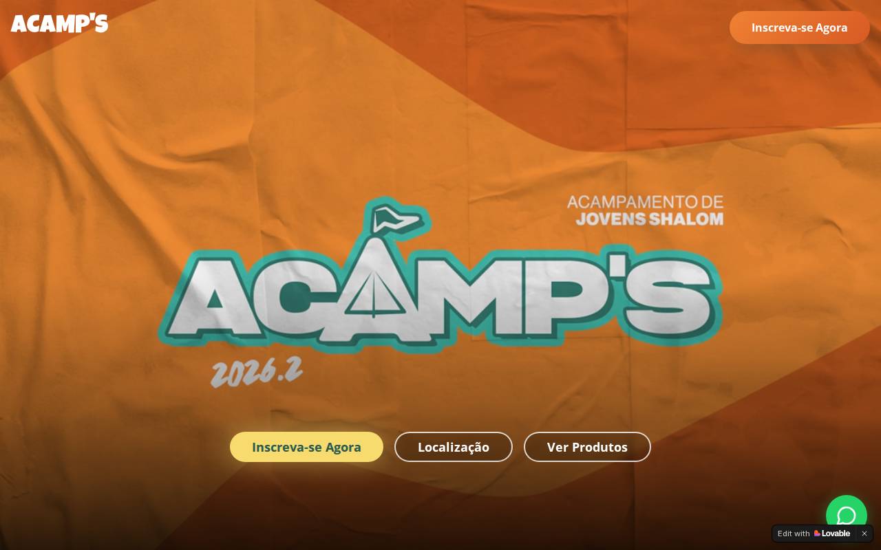 Screenshot of acamps.lovable.app