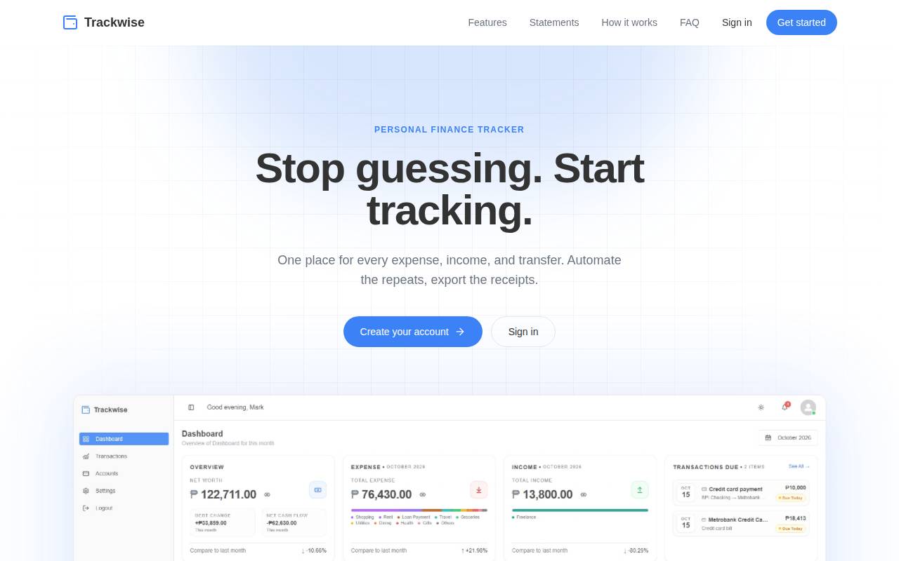 Screenshot of trackwise.hygen.live
